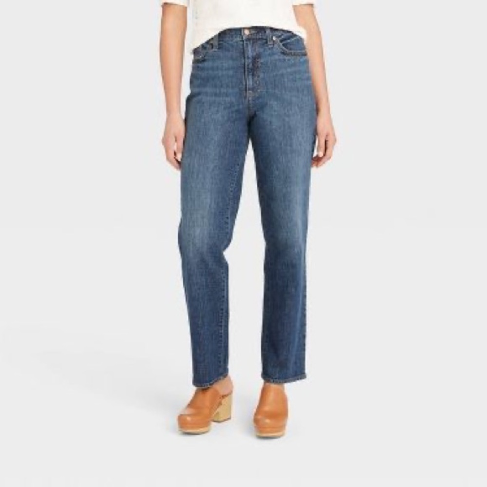 Women's High-Rise Vintage Straight Jeans - Universal Thread™ Dark Blue